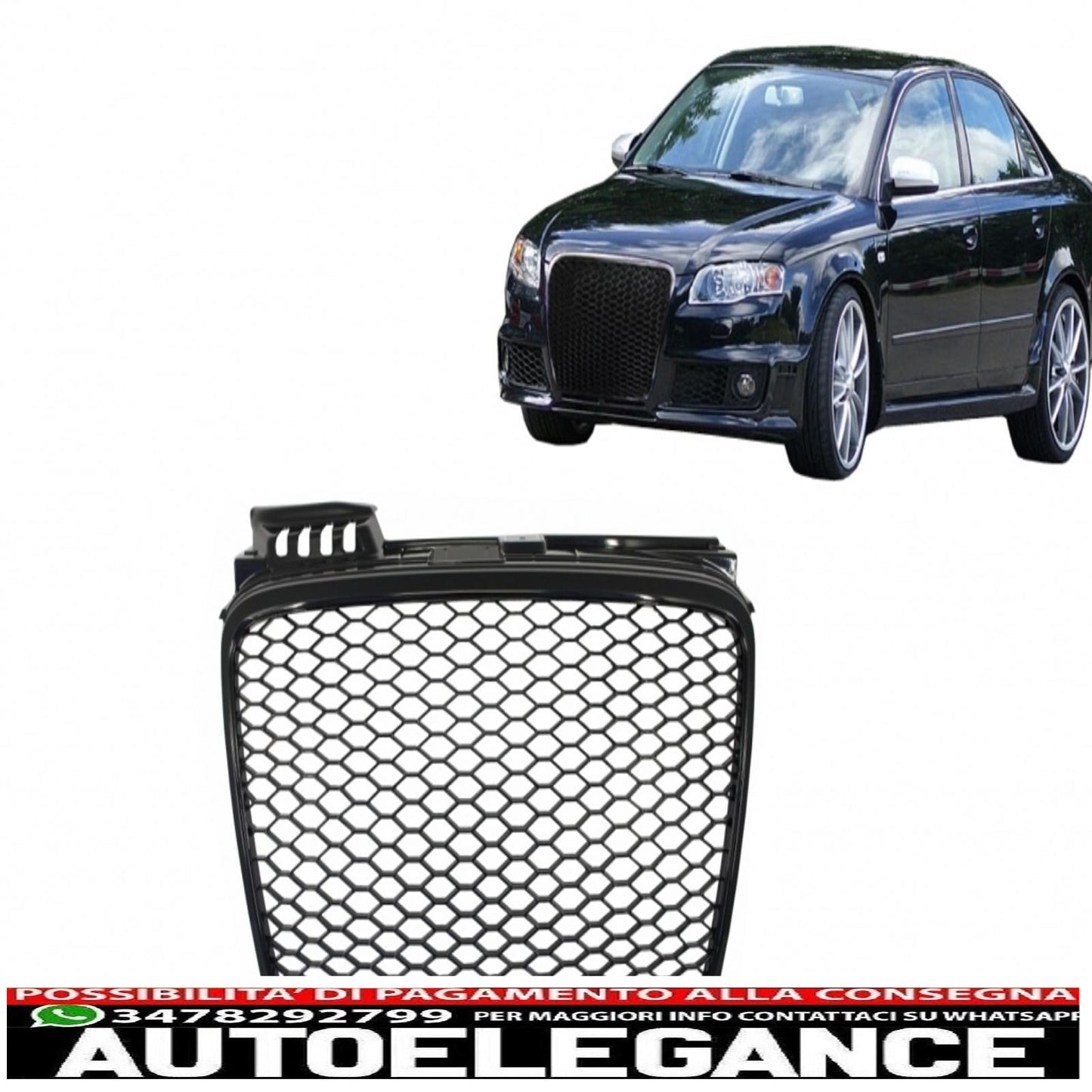 front grill without badge suitable for audi a4 b7 (2004-2008) rs4 piano black 