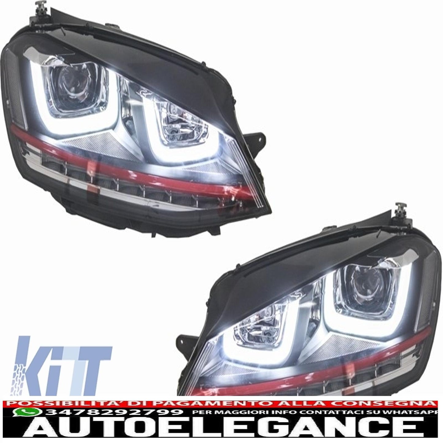 Paraurti anteriore adatto per vw golf vii golf 7 dal 2013 in poi gti look con fari 3d led rossi drl indicatori di direzione