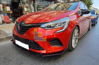 RENAULT CLIO V FRONT BUMPER BLADE GLOSSY BLACK IN ABS RS SPLITTER 