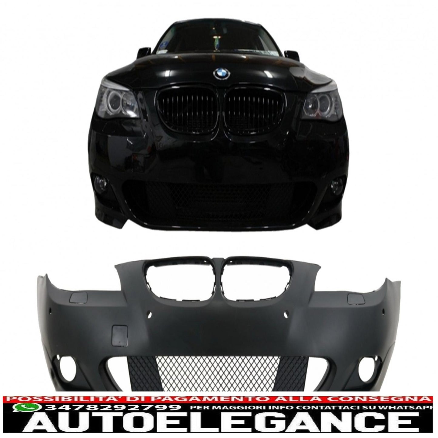 paraurti anteriore adatto per bmw serie 5 e60 e61 (2003-2007) design m-technik senza fendinebbia