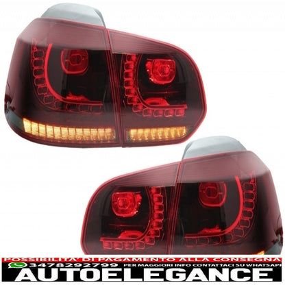 paraurti posteriore con impianto di scarico adatto per vw golf vi (2008-2013) minigonne laterali e fanali posteriori full led indicatore di direzione statico rosso fumo design r20