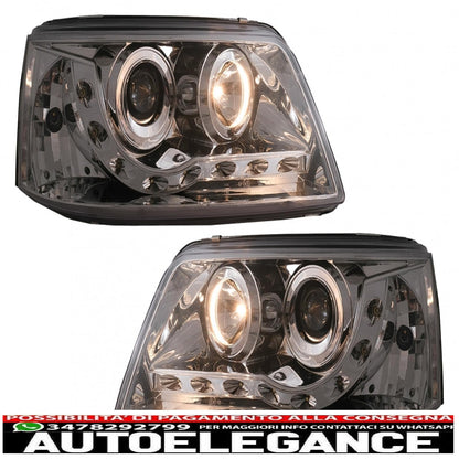 fari anteriori drl led adatti per vw trasportatore t5 (04.2003-08.2009) cromati