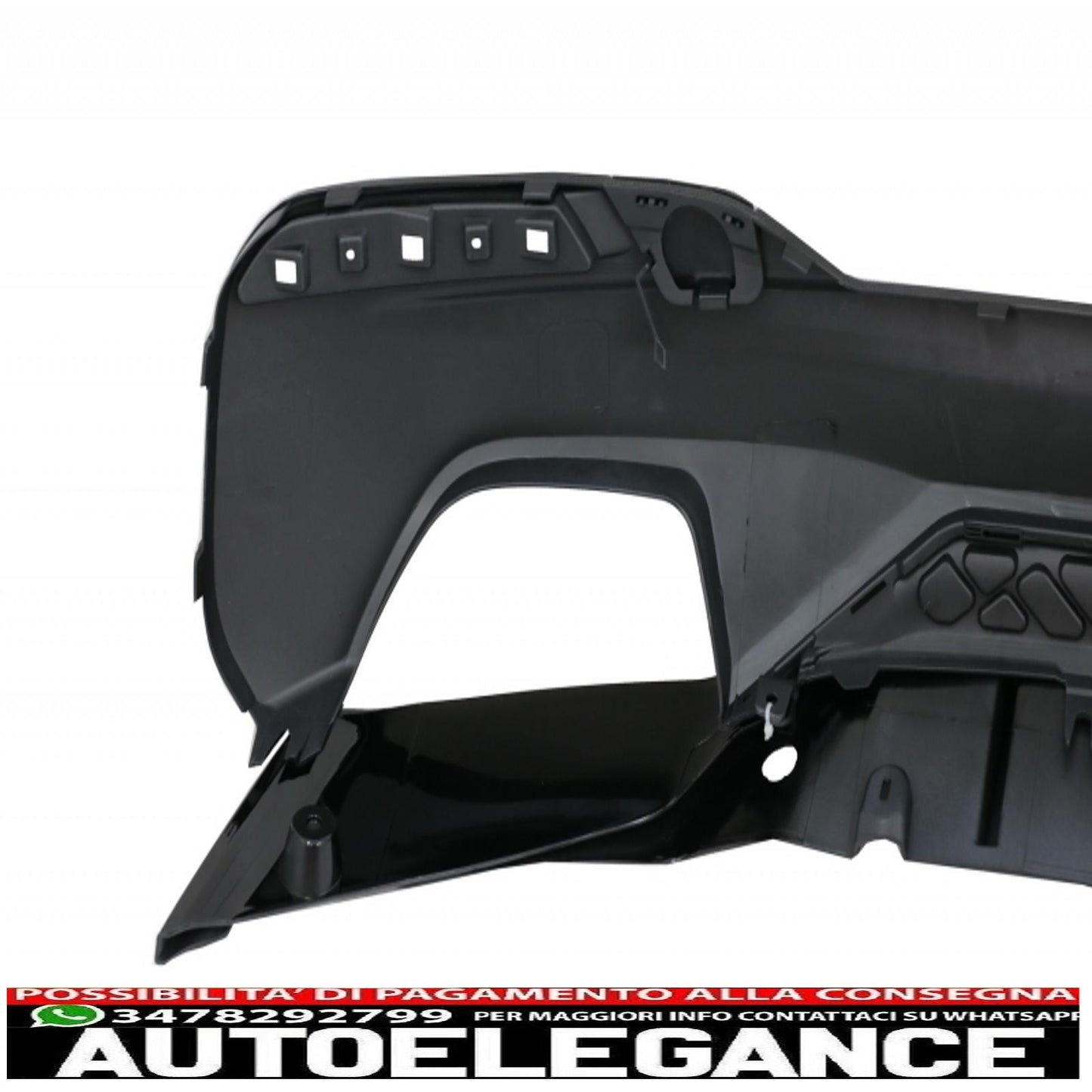 Diffusore per paraurti posteriore adatto per BMW Serie 5 G30 G31 Limousine Touring (2017 in poi) con terminali di scarico m Performance Design Nero Piano