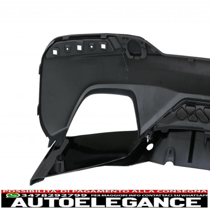 Diffusore per paraurti posteriore adatto per BMW Serie 5 G30 G31 Limousine Touring (2017 in poi) con terminali di scarico m Performance Design Nero Piano