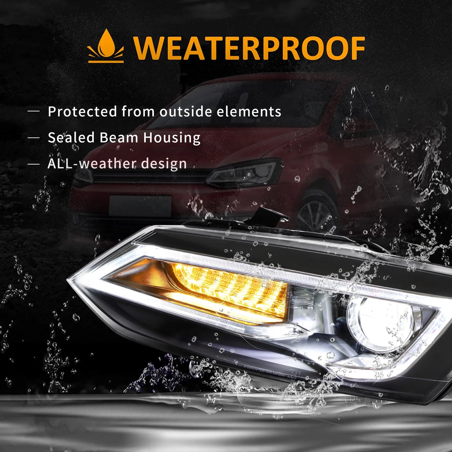 Volkswagen Polo 2011-2017 Dual Beam LED Headlights (Not for GTI/GTR Models) 