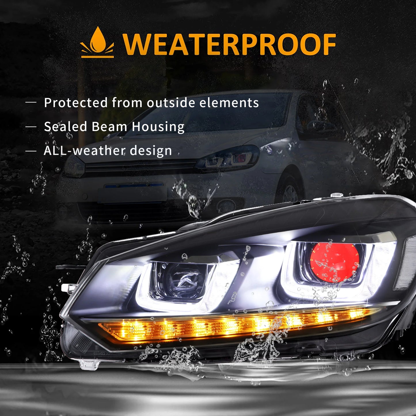 Fari con occhi demoniaci e fanali posteriori per Volkswagen Golf 6 MK6 2008-2013 (NON ADATTO a Golf GTI e GTR)