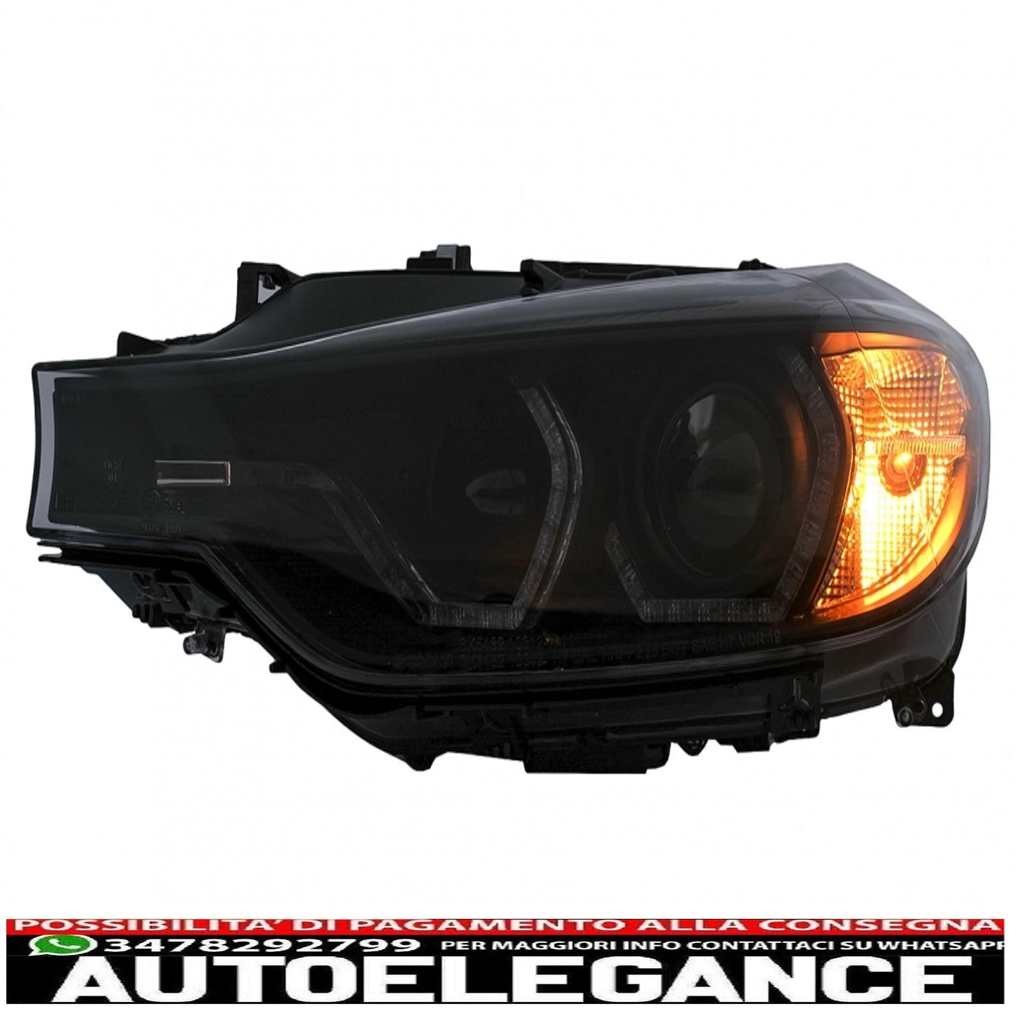 xenon angel eye headlights suitable for bmw 3 series f30 f31 sedan touring (10.2011-05.2015) black 