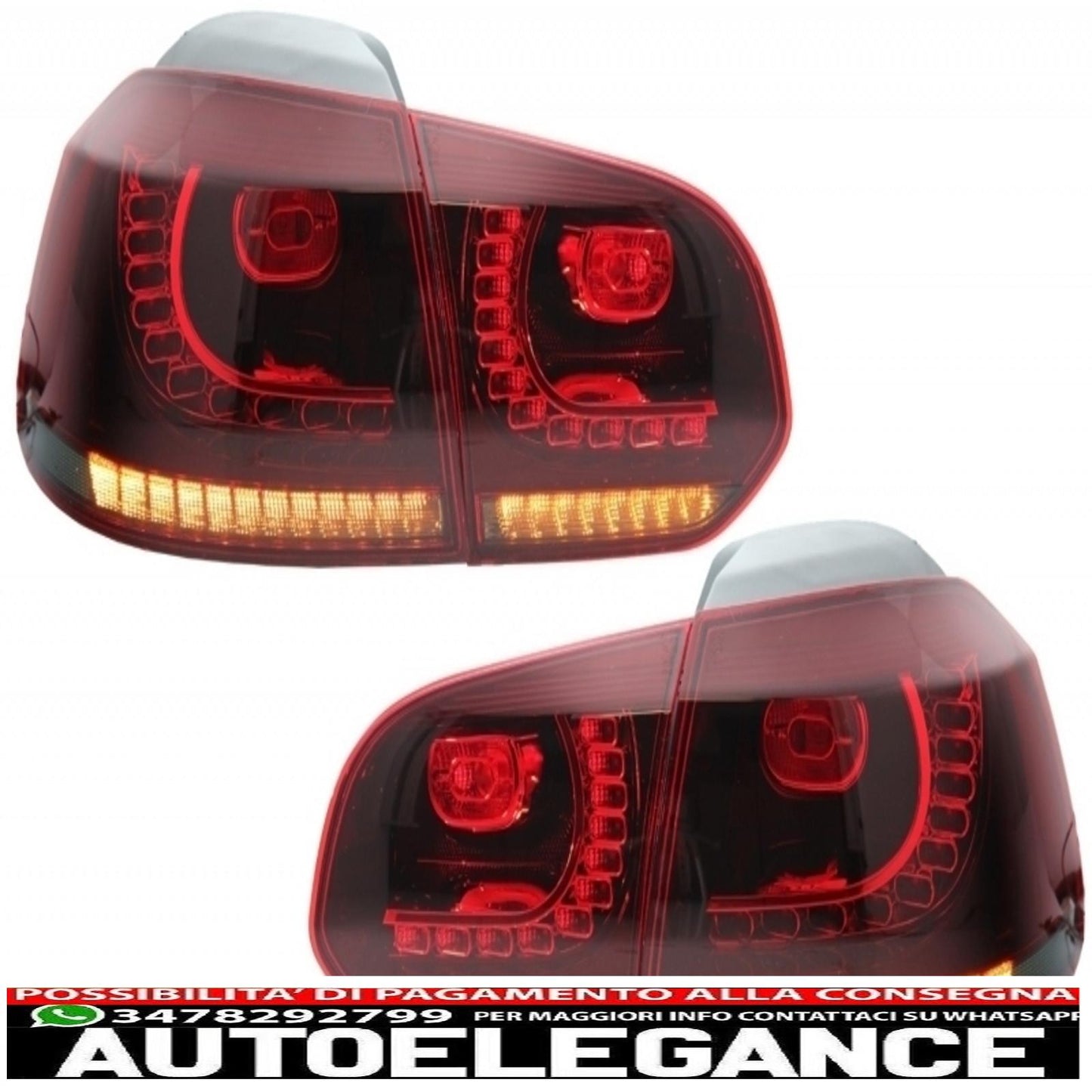 Rear bumper and taillights full led static direction light red smoke suitable for vw golf vi (2008-2013) design r20