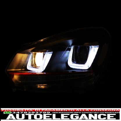 right hand drive headlights suitable for vw golf 6 vi (2008-2013) golf 7 3d led drl u-design led flowing light turning red stripe 