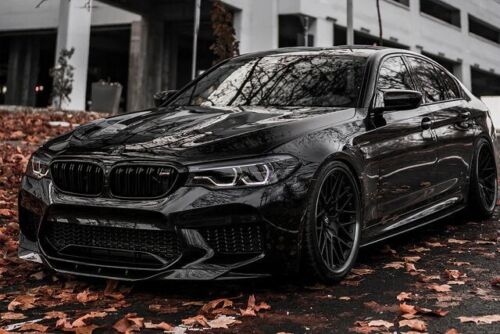 FRONT SPLITTER FOR BMW 5 SERIES F90 M5 (G30 G31) 2017-2020 GLOSS BLACK RKP V1 
