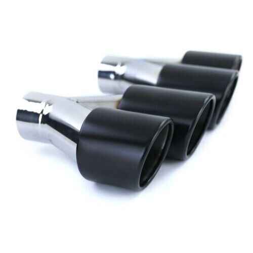Stainless Steel Sports Exhaust Tips Covers Black 89mm Double Round Cover
