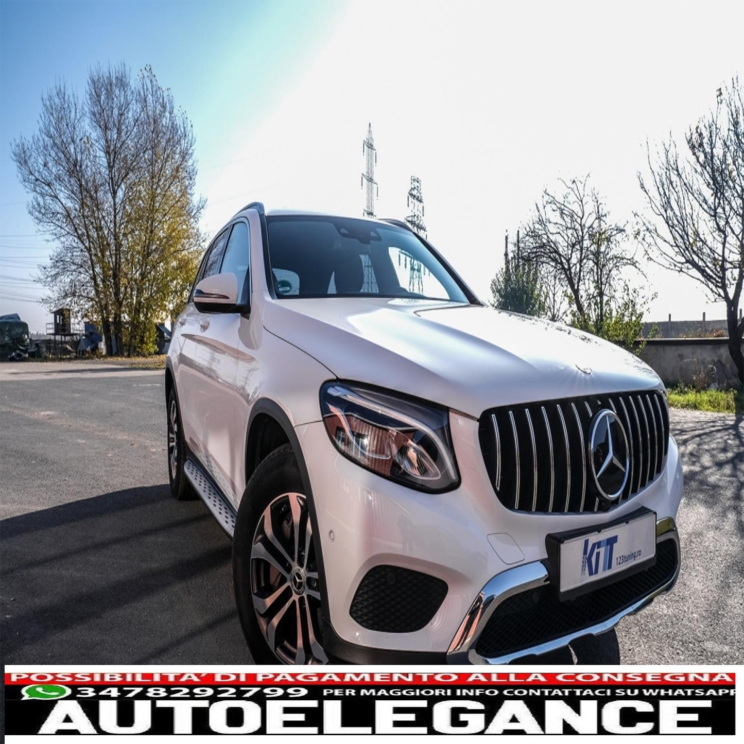 griglia anteriore centrale adatta per mercedes glc x253 c253 (2015-2018) gt r panamericana look cromata