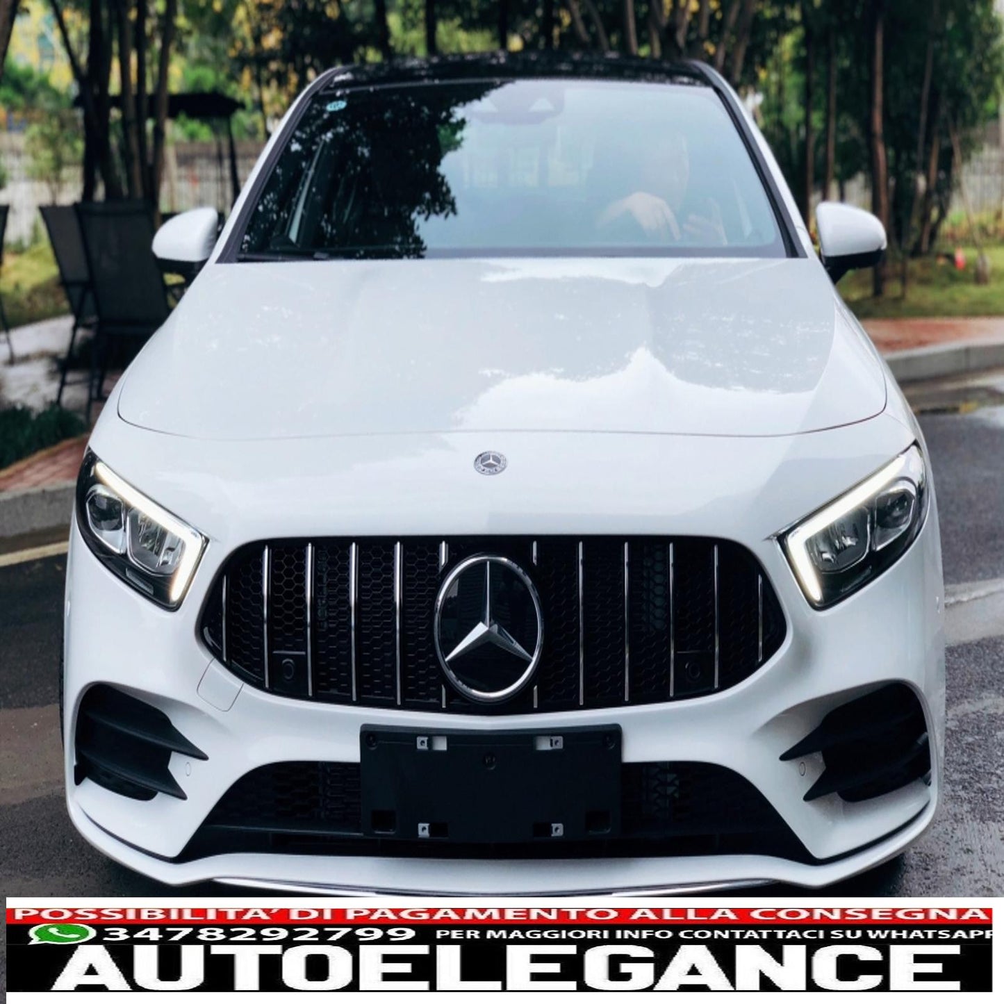central grille suitable for mercedes a-class w177 hatchback v177 sedan (04.2018-up) gt-r design panamericana black chrome