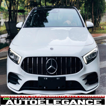 central grille suitable for mercedes a-class w177 hatchback v177 sedan (04.2018-up) gt-r design panamericana black chrome