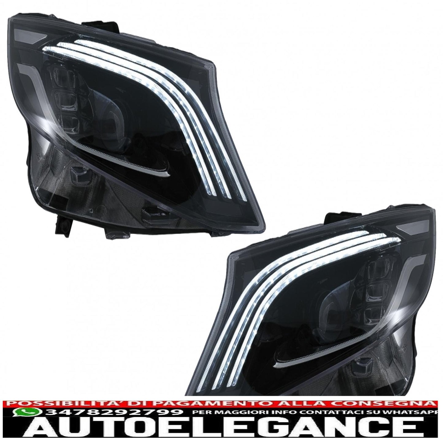 fari full led adatti per mercedes classe v w447 (2016-2020) neri