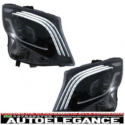 fari full led adatti per mercedes classe v w447 (2016-2020) neri