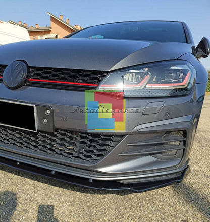 SPLITTER 3 PZ ADATTO PER VW GOLF 7 GOLF 7.5 GTI GTD RLINE NERO LUCIDO