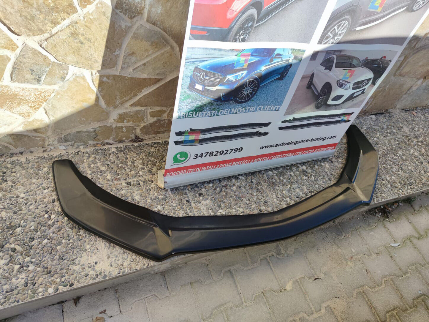 MERCEDES A-CLASS W176 16-18 FRONT BUMPER SPOILER ABS BLACK SPLITTER