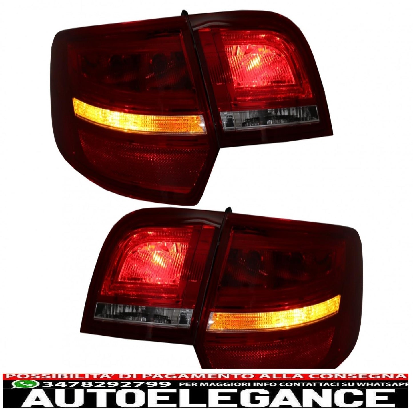 LED rear lights suitable for audi a3 8pa sportback (2004-2008) red/clear