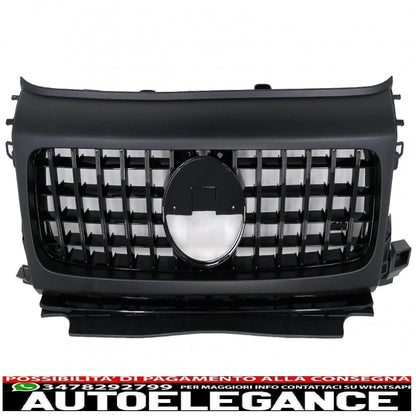 griglia anteriore con coperture fari adatta per mercedes classe g w464 w463a & g63 amg (06.2018-up) gt-r design panamericana nero pianoforte