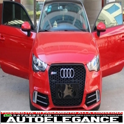 griglie laterali coperture fendinebbia adatte per audi a1 8x (2010-2015) rs1 design nero con inserti in alluminio spazzolato