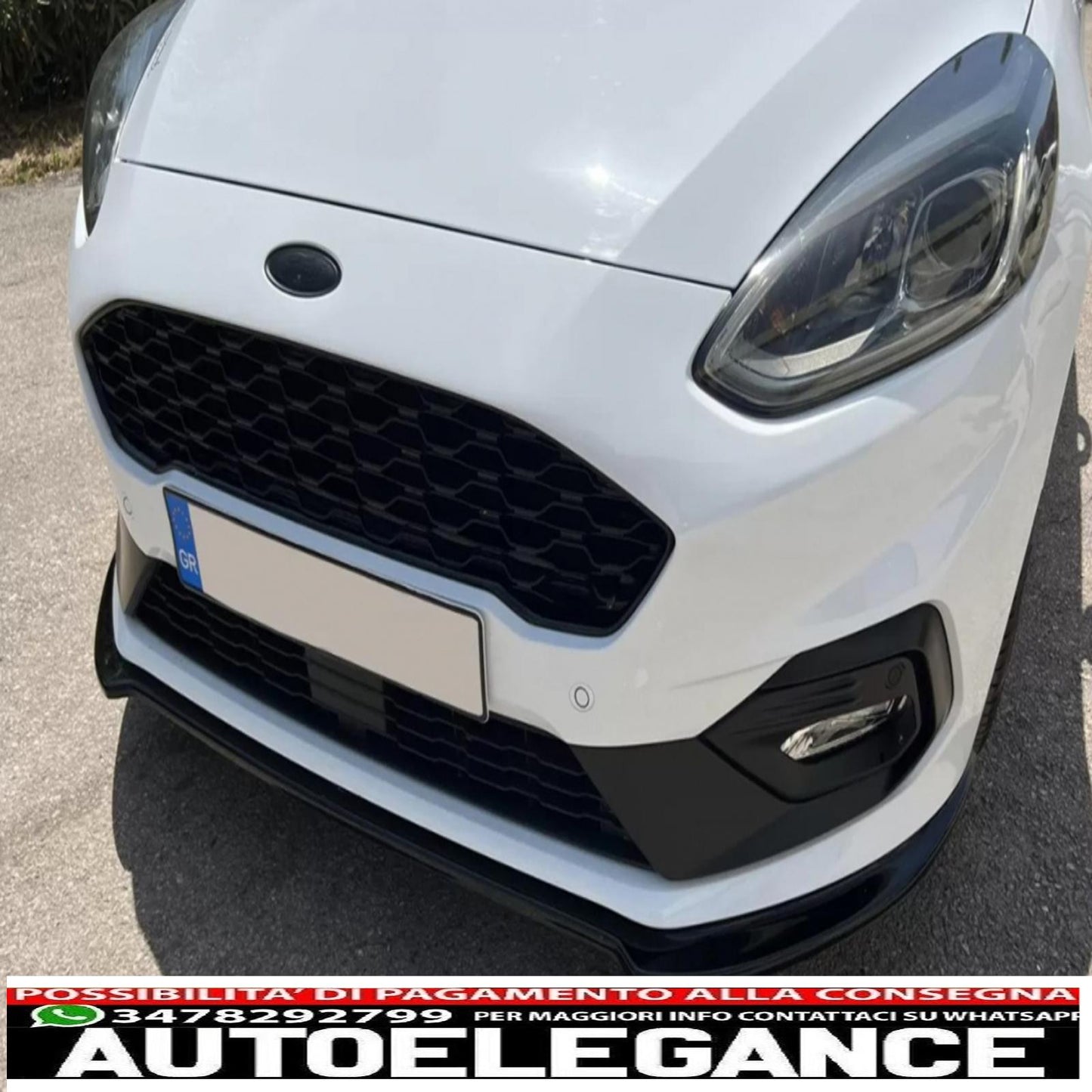 Front Bumper Spoiler Lip Fit For Ford Fiesta MK8 ST/ST-LINE (2017-2021) Piano Black 
