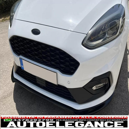 Front Bumper Spoiler Lip Fit For Ford Fiesta MK8 ST/ST-LINE (2017-2021) Piano Black 