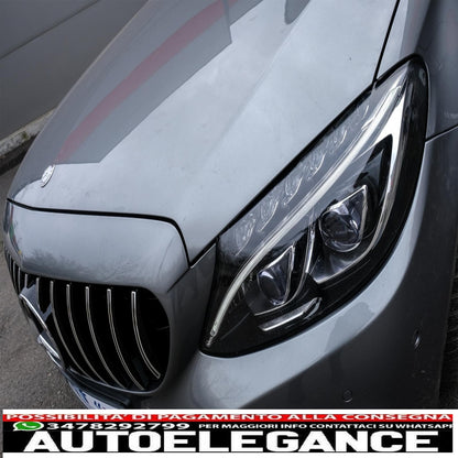 front grille suitable for mercedes c class w205 s205 c205 a205 (2014-2018) gt-r design panamericana chrome without camera 