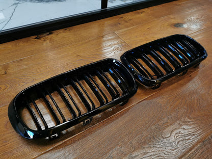 GRIGLIA ADATTA PER BMW X5 F15 X6 F16 2013-2018 DOPPIA FASCIA LOOK NERO LUCIDO