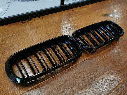 GRIGLIA ADATTA PER BMW X5 F15 X6 F16 2013-2018 DOPPIA FASCIA LOOK NERO LUCIDO