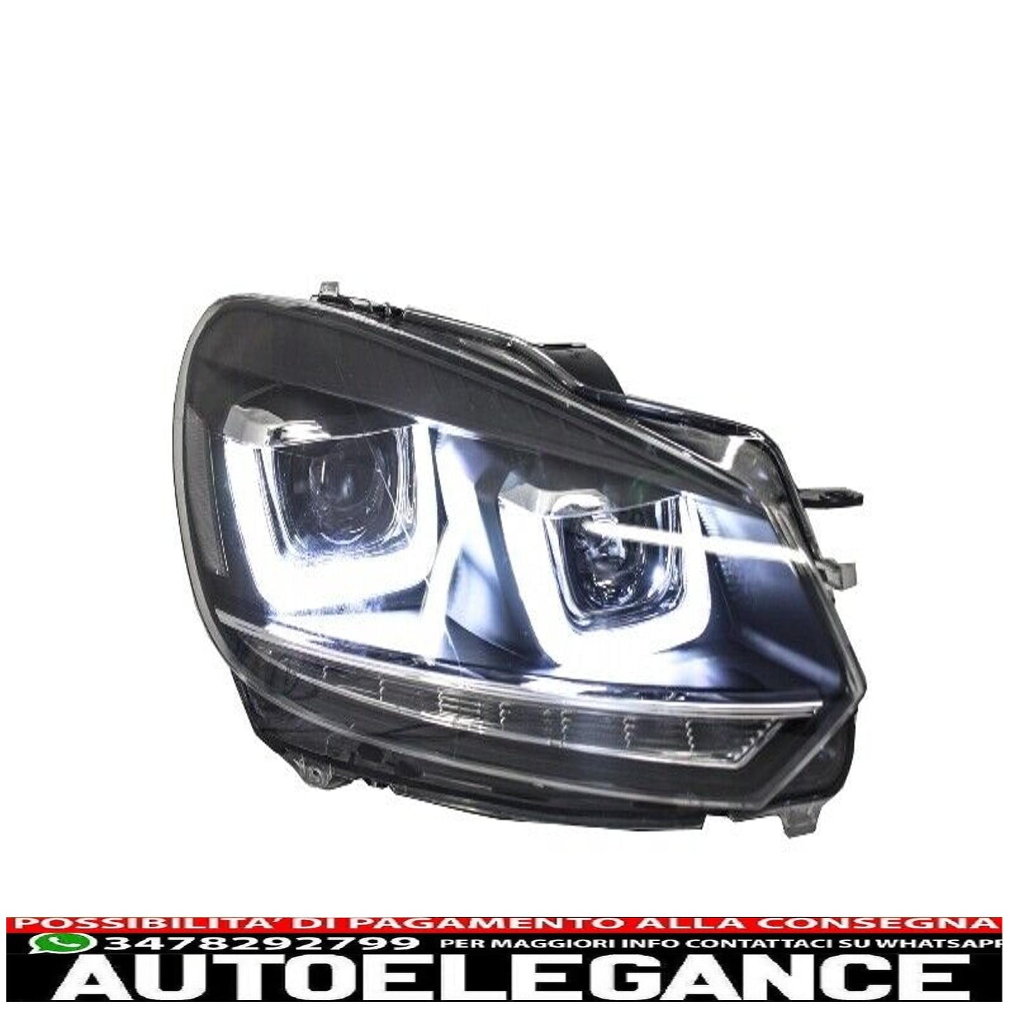 Headlights VW Golf 6 VI 08-13 LED 3D DRL U-Golf 7 Look Light Flowing 