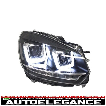 Headlights VW Golf 6 VI 08-13 LED 3D DRL U-Golf 7 Look Light Flowing 