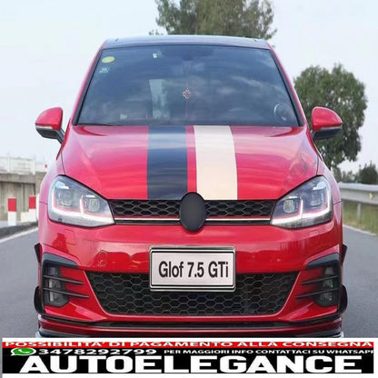 Alette laterali paraurti anteriore adatte per vw golf 7.5 gti 5g hatchback (2017-2020) pianoforte nero AUTOELEGANCERICAMBI