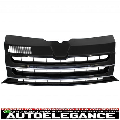 Front bumper spoiler additional with LED daytime running lights suitable for VW Transporter Multivan Caravelle T5 T5.1 Facelift (2010-2015) and front grille without badge, Sportline design.