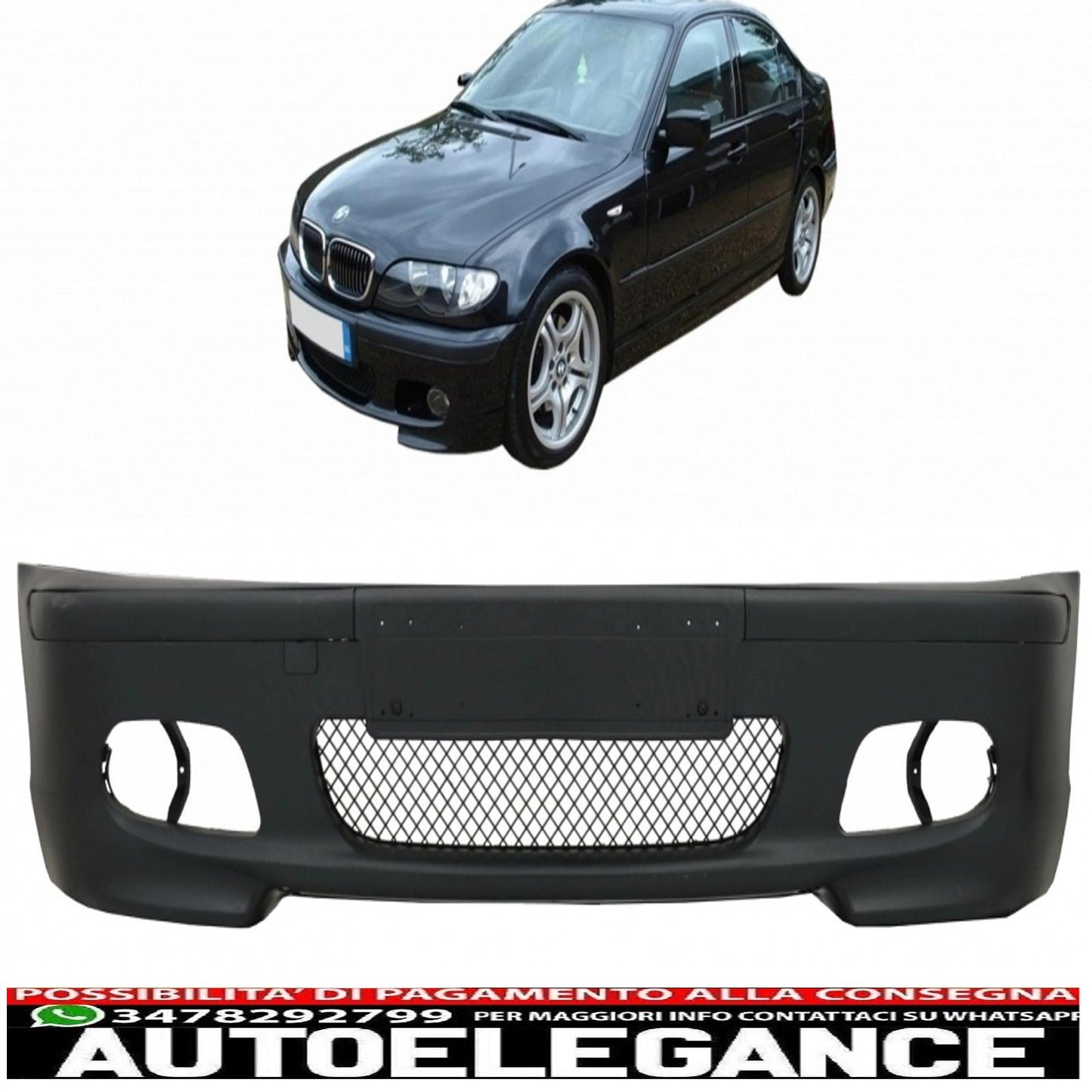 paraurti anteriore adatto per bmw serie 3 e46 berlina touring (1998-2004) m-technik m-tech modello m-sport senza fendinebbia