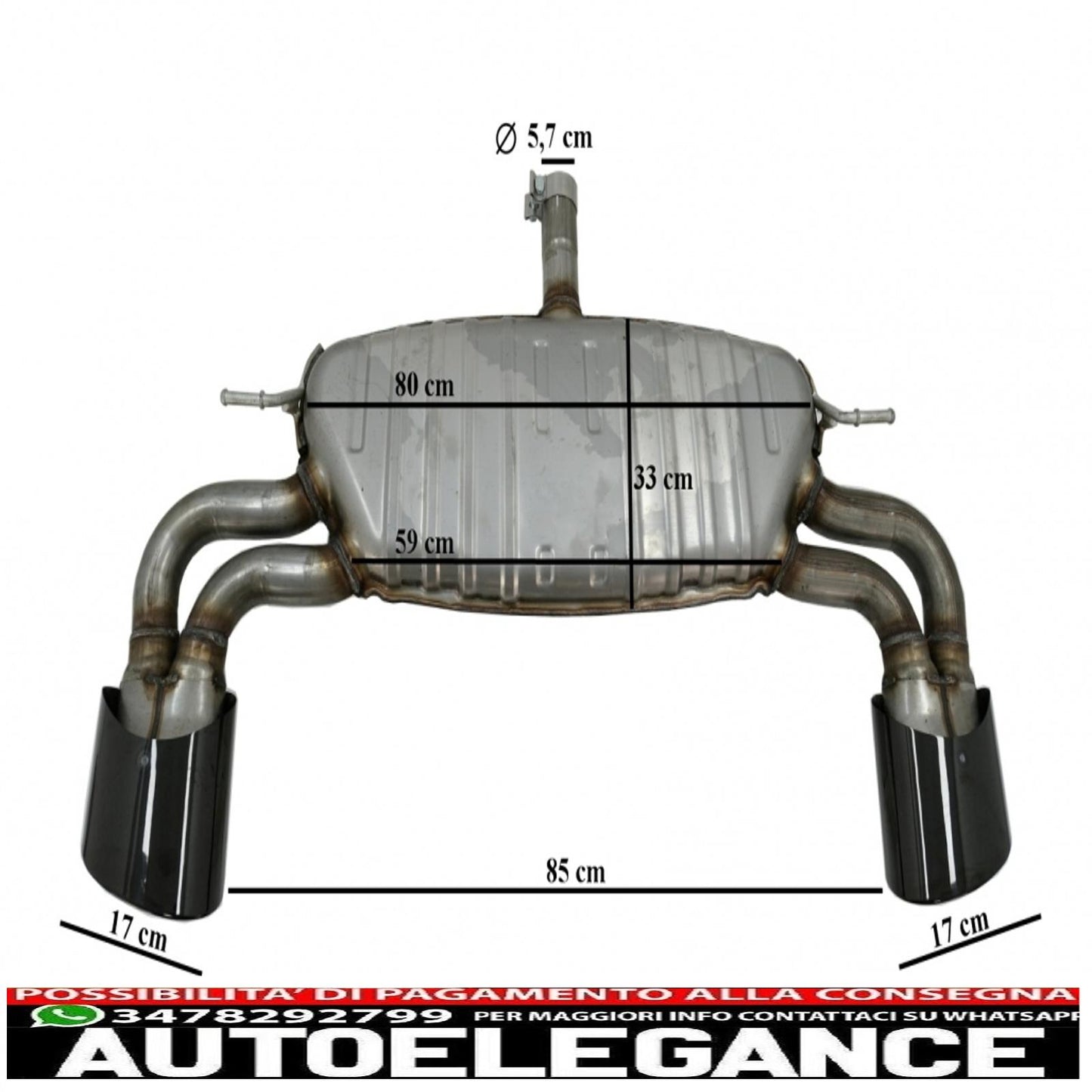 complete exhaust system suitable for audi a3 8v hatchback sportback coupe (2012-2019) rs3 design piano black tips