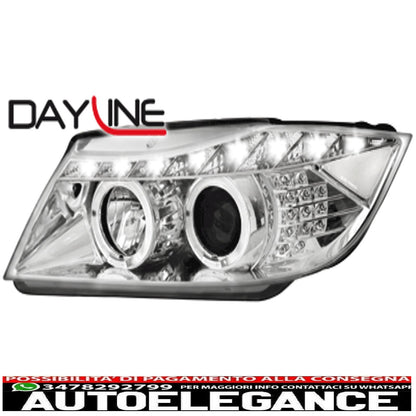 dayline headlights suitable for bmw e90 05+_2 halo rims_drl led_optics_chr
