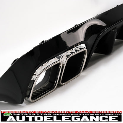 rear diffuser with exhaust tips suitable for mercedes e class c238 a238 amg sport line coupe cabrio (2016-2019) e63 design chrome edition