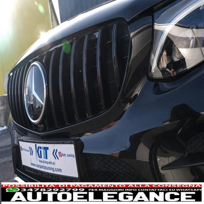 griglia anteriore centrale adatta per mercedes glc x253 c253 (2015-2018) gt r panamericana design tutto nero