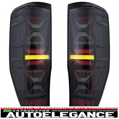 LED rear lights suitable for Ford Ranger (2012-2018) smoked with dynamic sequential direction indicators