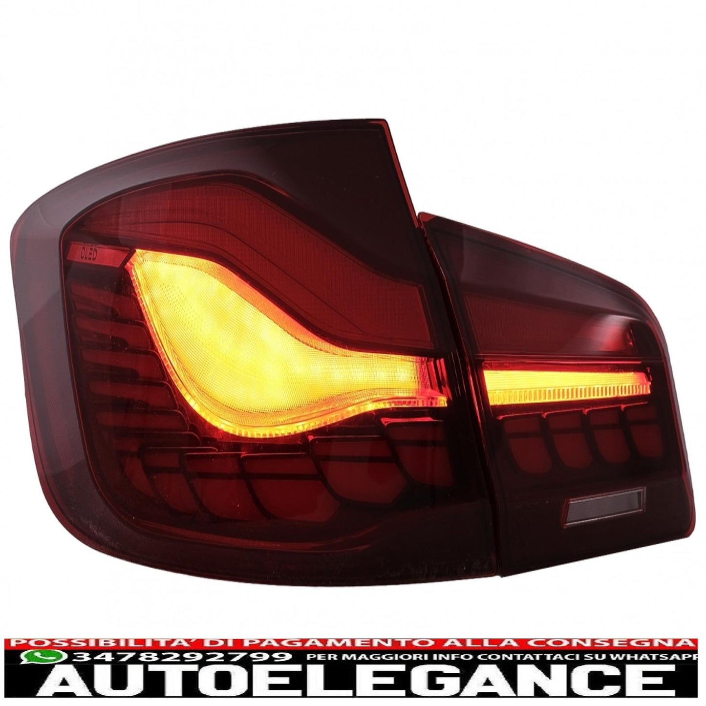 oled rear lights suitable for bmw 5 series f10 (2011-2017) transparent red with dynamic sequential turning light