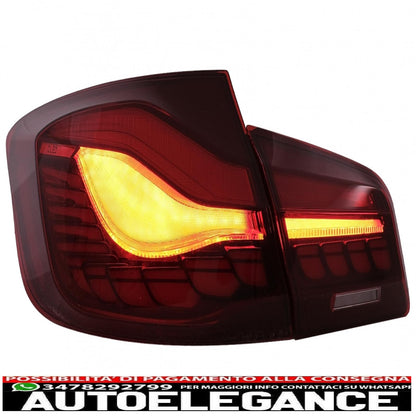 oled rear lights suitable for bmw 5 series f10 (2011-2017) transparent red with dynamic sequential turning light