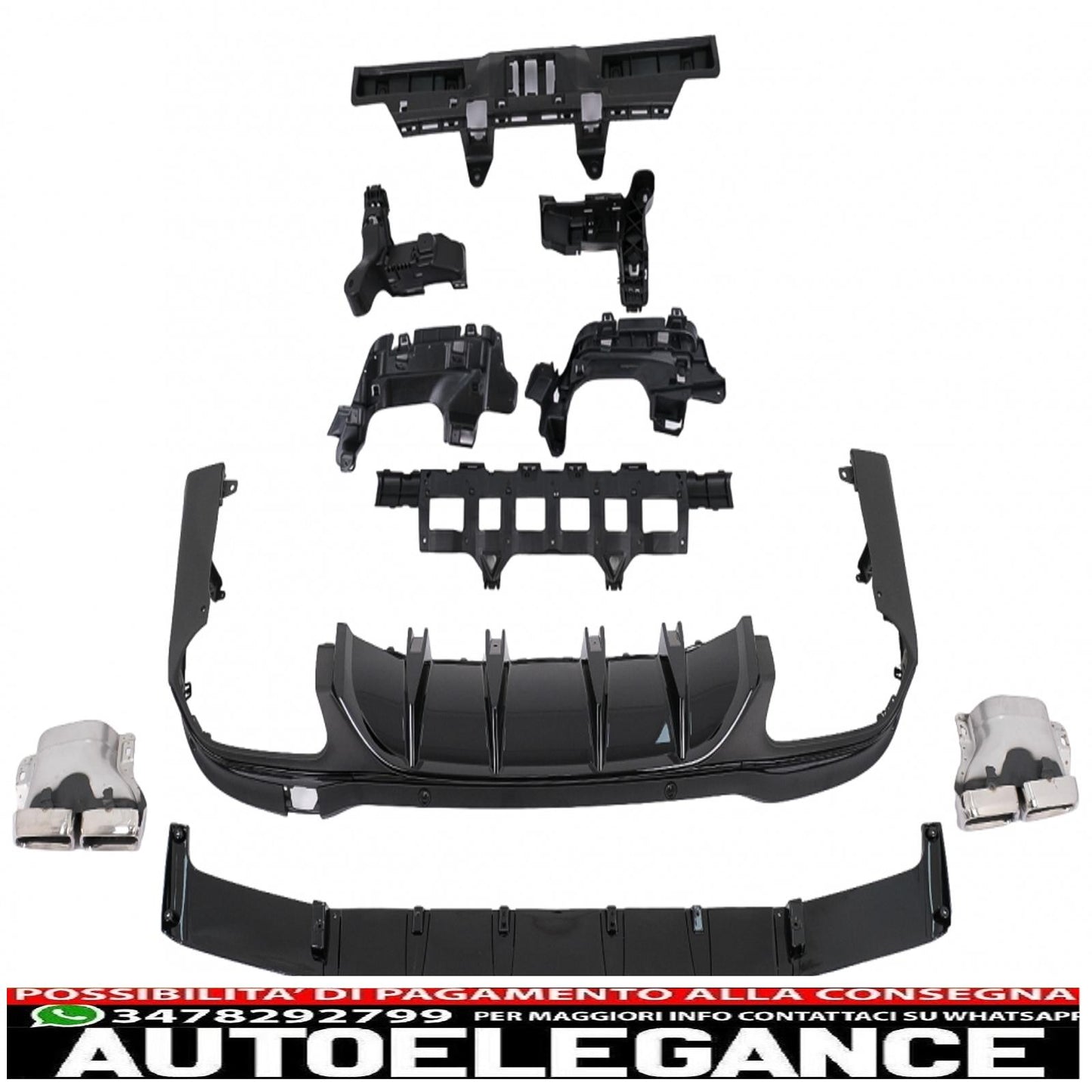 diffusore posteriore con terminali di scarico color argento, adatto per mercedes glc suv x253 facelift (2020-up) design glc63