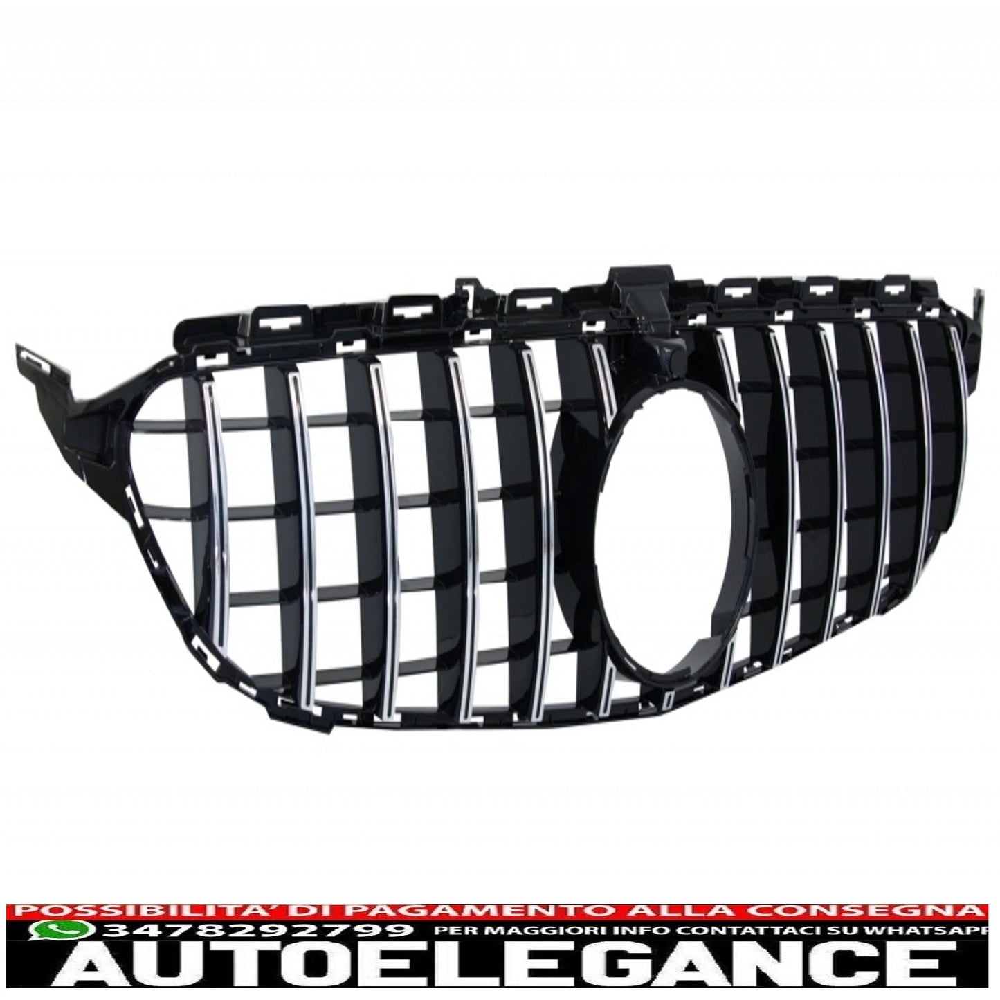 Front bumper with grille and boot spoiler piano black suitable for mercedes c class c205 (2014-2018) c63 gt-r design