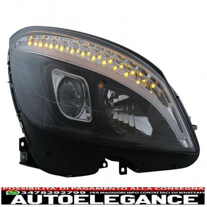 led headlights suitable for mercedes c class w204 s204 (2007-2010) black with dynamic sequential direction indicators 