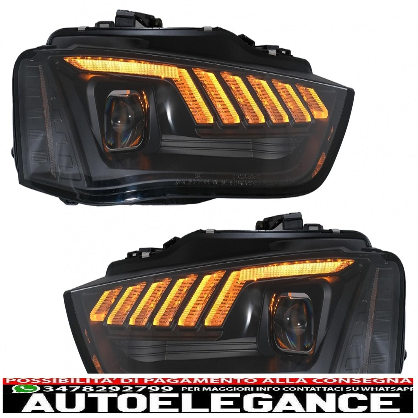 xenon led drl headlights suitable for audi a4 b8.5 facelift (2012-2015) dynamic sequential turning light black