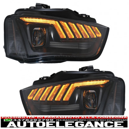 xenon led drl headlights suitable for audi a4 b8.5 facelift (2012-2015) dynamic sequential turning light black