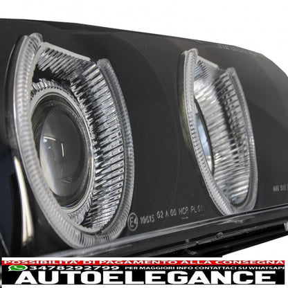 angel eye headlights suitable for bmw 5 series e39 sedan touring (1996-2003) black grey edition
