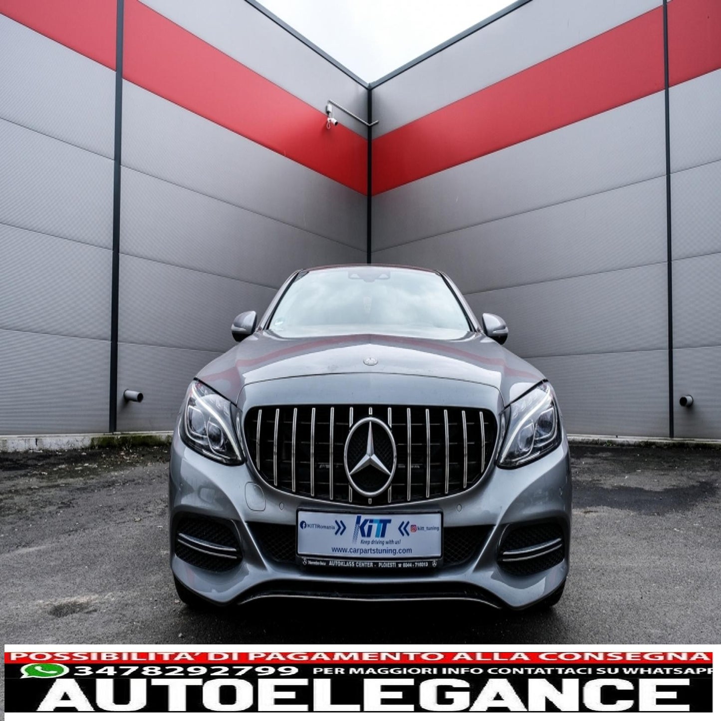 front grille suitable for mercedes c class w205 s205 c205 (2014-2018) gt-r design panamericana black chrome with 360 camera 