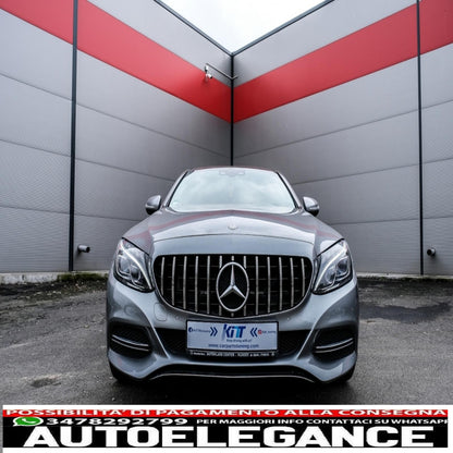 front grille suitable for mercedes c class w205 s205 c205 (2014-2018) gt-r design panamericana black chrome with 360 camera 